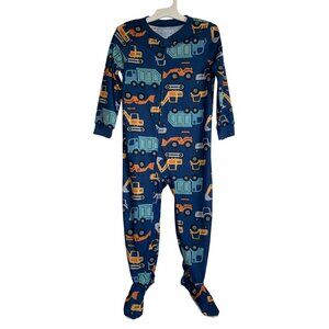 Carters Baby Boys Toddler Blue Construction Vehicle Print Footed Pajamas Size 3T